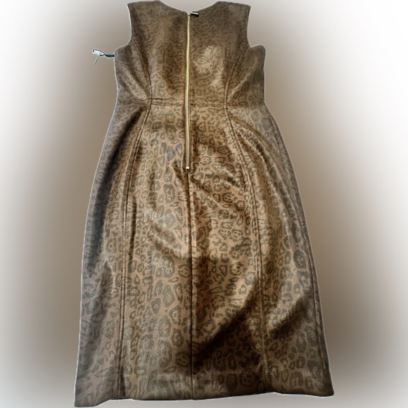 NWT calvin Klein Leopard Animal Print Sheath Dress NWT coated.  Size 6 - Picture 3 of 12